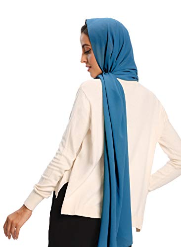Txameru Hijab for Women Chiffon Hijab Scarfs for Women Long Shawl - color: Medium Blue