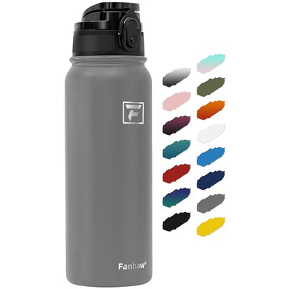 Fanhaw 20 oz Insulated Stainless Steel Water Bottle with Anti-Dust Chug Lid, Leakproof Vacuum Metal Everyday Use Bottle for Kids, Teens & Adults, Back to School Essentials (Gray) - color: Gray, style: 20 Ounces