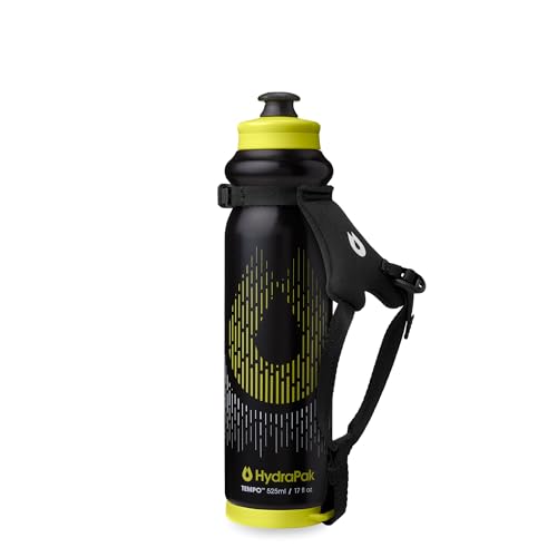 HydraPak Tempo Pro 525ml - Handheld Running Squeeze Bottle for Training and Race Day Hydration with Removable Strap (525ml/17oz) - Black - color: Black, style: 525ml