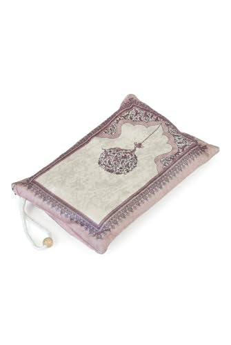 ihvan online Muslim Prayer Rug with Portable Elegant Fabric Bag, Janamaz, Sajadah, Soft Islamic Prayers Rug, Islamic Gifts for Eid Ramadan, Travel Prayer Carpet Mat, Fuchsia - color: Fuchsia