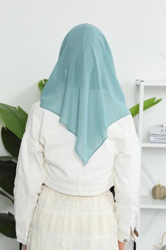 Aisha's Design Pre-tied Cotton-Chiffon Scarf for Women Practical Veil Instant Scarf Hijab Stylish Design - color: Almond Green
