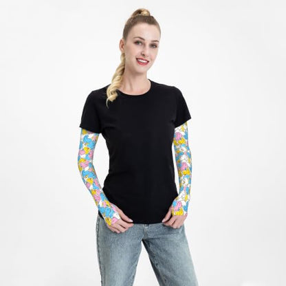 Arm Sleeves Outdoor Garden Sports Cooling Sun Sleeve for Women Men Farm - color: Cute