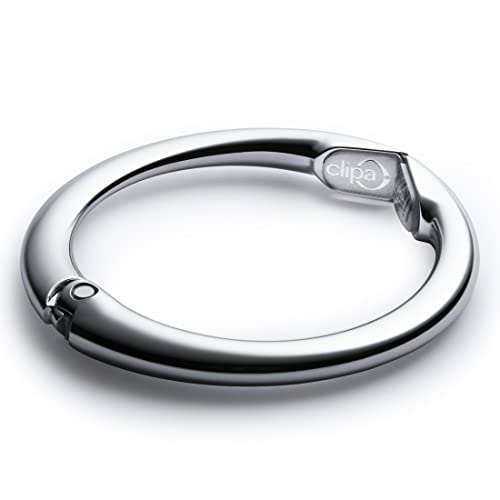 Clipa Bag Hangers The Ring that Opens into a Hook, Closes Automatically | Holds 33 lbs, Needs only 1/2" to Hang a Bag, Easy to Use with One Hand, in 9 available styles, 3 yr Warranty - color: Polished Silver