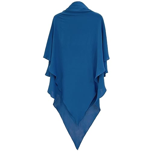 khalat Womens Muslim Prayer Dress Front Zipper Kaftan Islamic Robe Modest Solid Abayas for Women Muslim - color: Foggy Blue+hijab