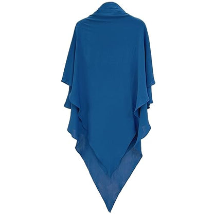 khalat Womens Muslim Prayer Dress Front Zipper Kaftan Islamic Robe Modest Solid Abayas for Women Muslim - color: Foggy Blue+hijab