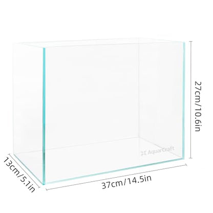 3.5 Gallon Rimless Aquarium, Ultra Clear Nano Betta Tank | 5mm low iron glass, 14.5 x 5.1 x 10.6 in rectangular design for betta fish, shrimp, aquascaping and planted setups - color: 3.5 Gallons, size: Nano