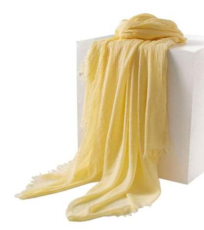 Women Summer Scarfs Large Long Lightweight Linen Beach Gauze Shawl Wrap 75”×40” - color: Cowboy Blue