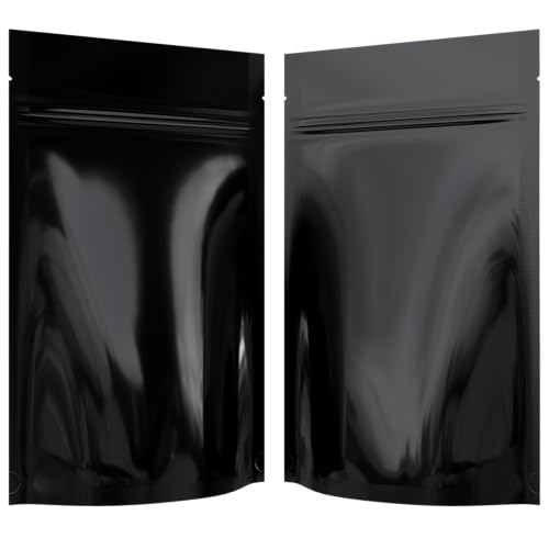 Mylar Style Barrier Bags – Zipper w/Heat Seal – 100 Bags (Gloss Black/Gloss Black, 1/4 Ounce - 4?x6.5?x1.78?) - color: Gloss Black / Gloss Black, size: 4x6.5x1.78 Inch (Pack of 100)