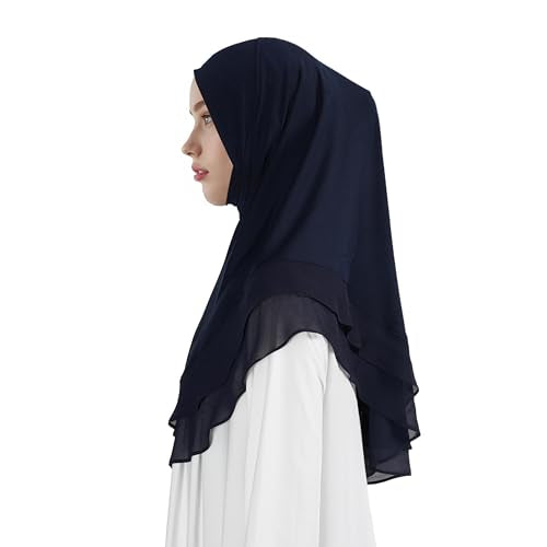 Hijab for Women Muslim Patterned Headscarf Arabian Headscarf Islamic Khimar Prayer Cloth Hijab Scarf for Women - color: Navy
