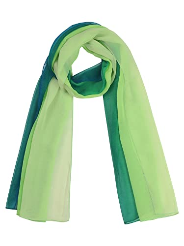 uxcell Women'sChiffon Sheer Long Scarf Silky Gradient Party - color: Dark Light Green