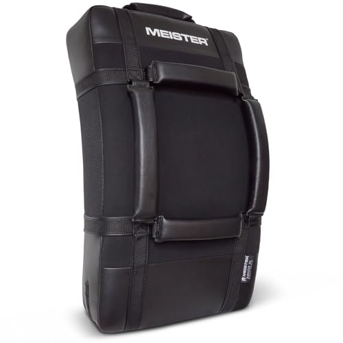 Meister Armor XL Strike Shield w/Uppercut Guard for MMA, Boxing & Muay Thai - Black | Oversized curved training pad featuring triple-density impact foam and ShotVent panels for Muay Thai, kickboxing & sparring
