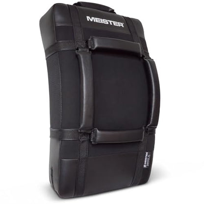 Meister Armor XL Strike Shield w/Uppercut Guard for MMA, Boxing & Muay Thai - Black | Oversized curved training pad featuring triple-density impact foam and ShotVent panels for Muay Thai, kickboxing & sparring