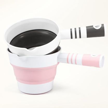 2Pcs Collapsible Water Ladle Bathroom, Foldable Water Scoop & Dipper, Travel Tabo Portable Rinse Cup for Hair Washing Cleaning Soaking, Kitchen Garden Camping, Small Plastic Shower Bucket Pourer Mug