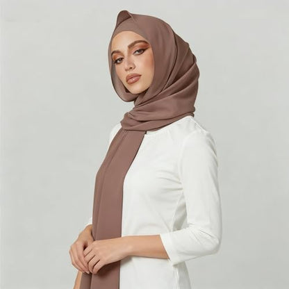Yeieeo Instant Chiffon Hijab with Undercap (Tube or Bandage Cap), Breathable, no sweat buildup,Solid Chiffon Head Wraps - color: Light Khaki 1