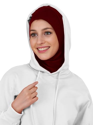 Lina & Lily Modal Jersey Muslim Amira Instant Hijab Scarf One Piece Ready-To-Wear - color: Dark Red