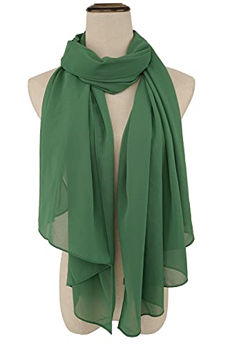 YOUR SMILE for Women Lightweight Breathable Solid Color Soft Chiffon Long Fashion Scarves Sun-proof Shawls Wrap - color: Green