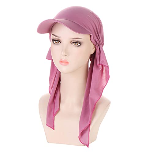 Hijab Scarf for Women Baseball Curved Brim Cap | Soft Breathable Cotton, Lightweight Feel, Adjustable Strap, Curved Brim, Summer Wear, Outdoor Activity, Casual Daily Use - color: 07#_pink