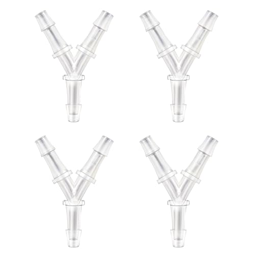 Aquarium Air Pump Connectors, 4 Pcs Y-Shaped Aquarium Air Valve Plastic Barb Equal Y Tee Hose Pipe Connectors Anti-Shedding Fish Tank Adapters Splitter