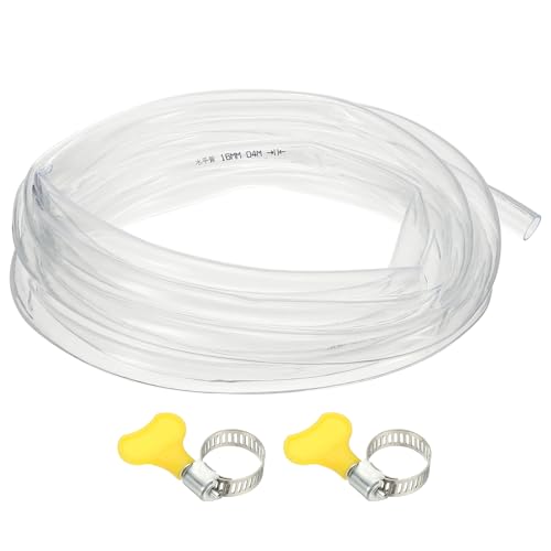 PATIKIL 1pcs Plastic Tubing, 16mm x 19mm x 5M Vinyl Tubing Clear Tube with Hose Clamps, Soft Hose Line Pipe for Multipurpose Industrial Vinyl Aquarium - size: 16mm x 19mm x 5M