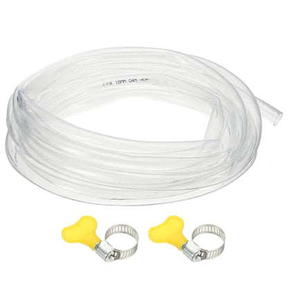 PATIKIL 1pcs Plastic Tubing, 16mm x 19mm x 5M Vinyl Tubing Clear Tube with Hose Clamps, Soft Hose Line Pipe for Multipurpose Industrial Vinyl Aquarium - size: 16mm x 19mm x 5M