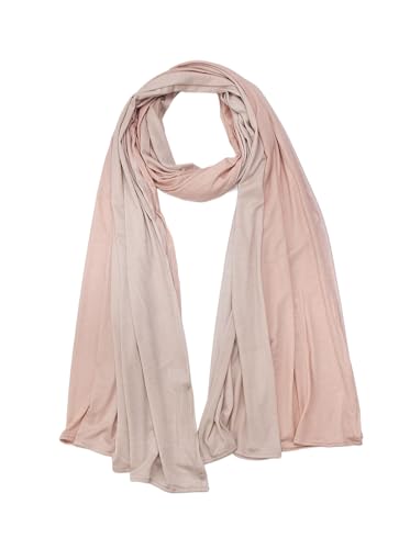Premium Stretch Cotton Gradient Scarf for Women, Soft Jersey Wrap Shawl, Lightweight Ombre Hijab for Everyday Wear - color: Mctlo2537-nudepink