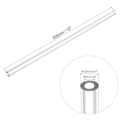 uxcell Clear Rigid Tubing 6mm(1/4") ID x 12mm(0.47") OD x 1Ft Length Round Plastic Polycarbonate Tube - size: 6mmx12mm