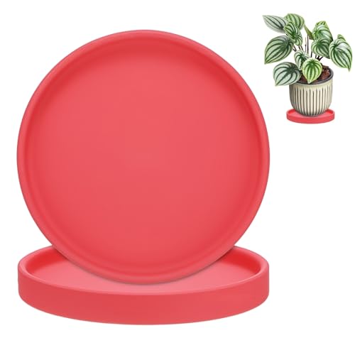 M METERXITY 2-Pack Plant Saucers, 5.7 Inch ID Anti-Rot Root Ceramic Flower Pot Plant Saucers for Indoor/Outdoor, Round Flowerpot Drip Tray [6.1 Inch OD, Red] - color: Red, size: 5.7 Inch