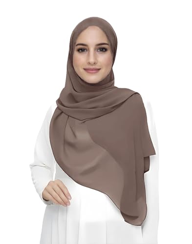 Premium Chiffon Hijab Head Scarf Shawl Wrap for Muslim Women Lightweight - color: Khaki
