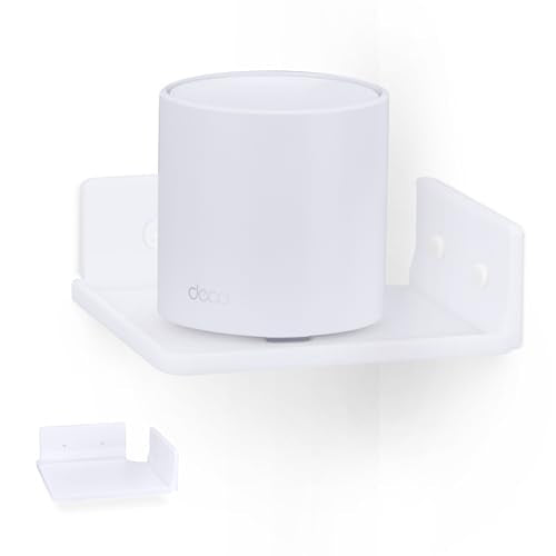 BRAINWAVZ 6.5" Corner Shelf Mount for Speakers, Cameras, Baby Monitors, Plants, Books Electronics, Collectibles & More, Adhesive & Screw in Floating Shelves (White) - color: 6.5" Square