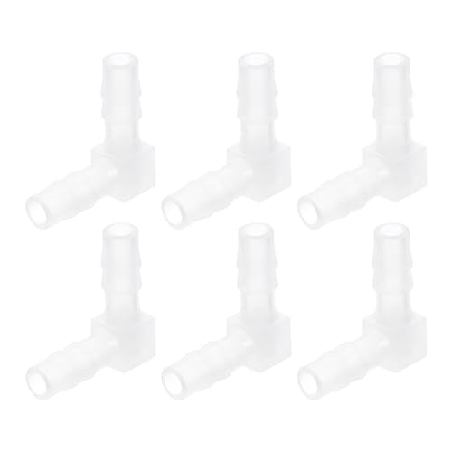 uxcell 1/4" 90 Degree Elbow Hose Barb, 6pcs L-Shaped Aquarium Air Valve Connector Tubing for Fish Tank Pond Air Line - size: 0.25 Inch