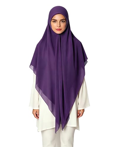 Lina & Lily Premium Chiffon Hijab Head Scarf Shawl Wrap for Muslim Women Square 58'' x 58'' - color: Dark Purple