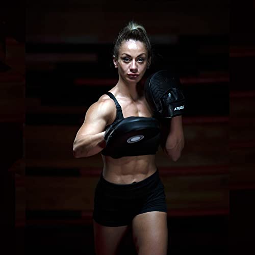 Kruzak Plain Punching Mitts for Muay Thai MMA Training, Focus Pads for Boxing Martial Arts and Punching Target - color: Black