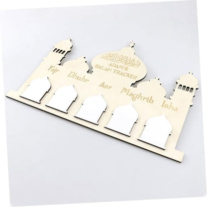 LALAFINA Ramadan Wooden Countdown Calendar Eid Mubarak Wall Hanging Decor for Home Festive Castle Design for Celebrating Ramadan and Eid Festivals