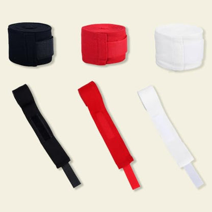 CREATCABIN 6pcs Boxing Hand Wrap Inner Glove 200In Thumb Loop Bandage Elasticated Padded Fist Under Mitt Protection Muay Thai MMA Kickboxing Martial Art Punching Training for Men Women Black Red White