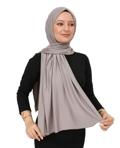 Prien Hijab for Women Viscose Scarf Lightweight Muslim Hijabs Long Shawl Islamic Scarves Turkey Silk Headscarf for Womens - color: Light Mink