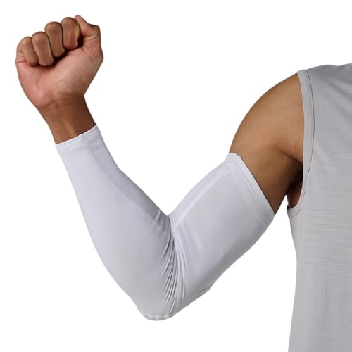 McDavid HEX Shooter Arm Sleeve Single Padded Compression Sleeve Basketball Football Sports Protection - color: Viz White, size: Youth