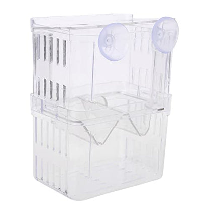 Clear Double Layer Fish Breeding Isolation Box for Aquarium, Small Fry Hatchery Incubator with Suction Cups, Protects Newborn Fish