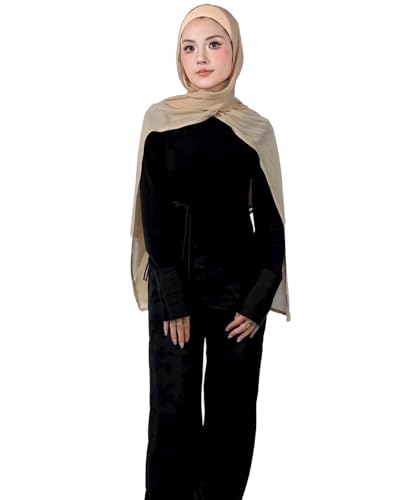 Modal Cotton Hijab Scarf for Women with Undercap Set - color: Dark Beige
