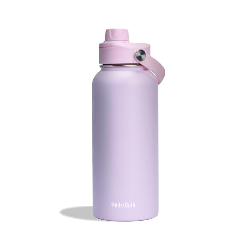 32 oz Insulated Water Bottle Pink Stainless Steel Flask | Keep Cold 24 Hours Hot 12 Hours - Leakproof Twist Spout Lid & Flex Handle - No Straw Metal Water Bottle for Yoga & Fitness - color: Rose Quartz