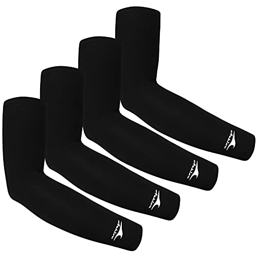 Achiou Cooling Ice Silk Arm Sleeves, Summer UV Sun Protection Compression Sleeves UPF 50+ for Women Volleyball Youth Sports - color: 4 Pairs: Black