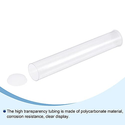 MECCANIXITY Clear Storage Tube Small Plastic Round Tubing with Caps Rigid Bottle Container 41.6x43x300mm/12 Inch Length for Item Stored - size: 41.6x43x300mm