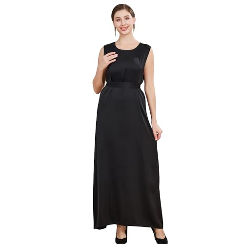 Islamic Abaya Dress for Women Muslim Maxi Abayas 2pcs Silky Fashion Dress Set Daily Kaftan Jilbab Outfit Women Eid Robe - color: Blacka, size: X-Large