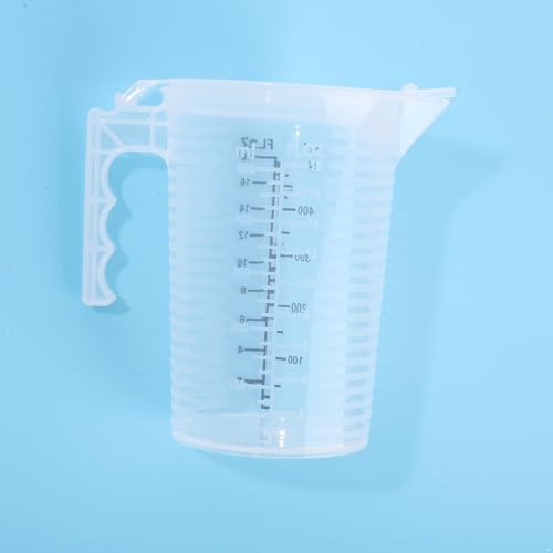 dPois Plastic Measuring Cup Thick Graduated Liquid and Dry Container Measuring with Handle Spout and Lid for Laboratory Kitchen Baking Transparent 500ml - size: 500ml