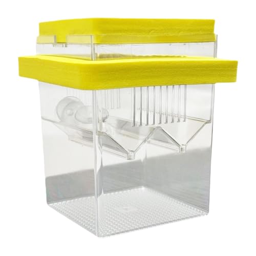 Floating Hatching Box Fish Breeding Box Fish Nursery Separation Hatchery Fish Isolation Box for Baby Fishes Shrimp,Fish Egg, Yellow - color: Yellow