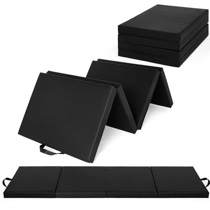 Four-Folding Gymnastics Mat, 6x2or3Ft 2inches Thick Portable Exercise and Tumbling Pad for Home Gym, Pilates, Aerobics and Martial Arts Training - size: 6x2Ft 2inches