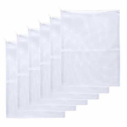 JIHAQUA Aquarium Filter Bags Large - Reusable Fish Tank Filter Media Mesh Bags with Plastic Zipper (7.5 x 12 inch (6 Pack)) - size: 7.5 x 12 inch (6 Pack)