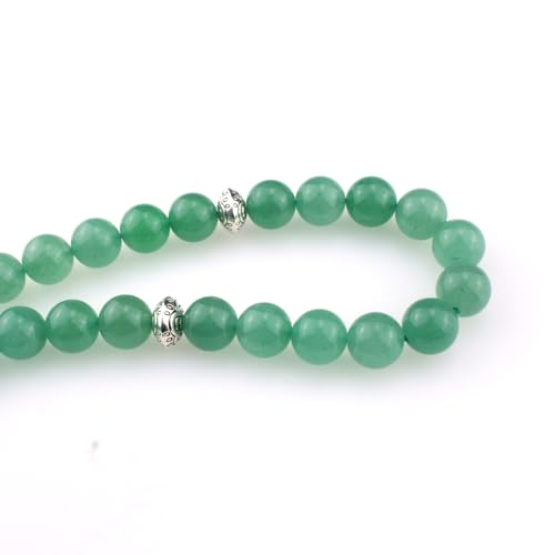 Muslims Islamic Dhikr 33 Tasbeeh Tasbih Prayer Beads, Green Aventurine Stone Beads with Tassel