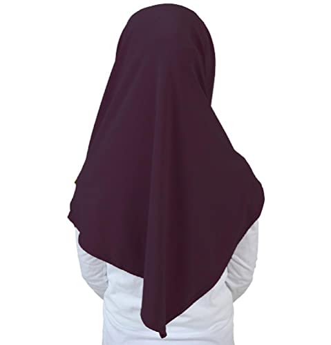 Modefa Islamic Girl Child Practical Amira Hijab Two Piece Muslim Scarf & Bonnet - Instant Easy Hijab - color: Eggplant