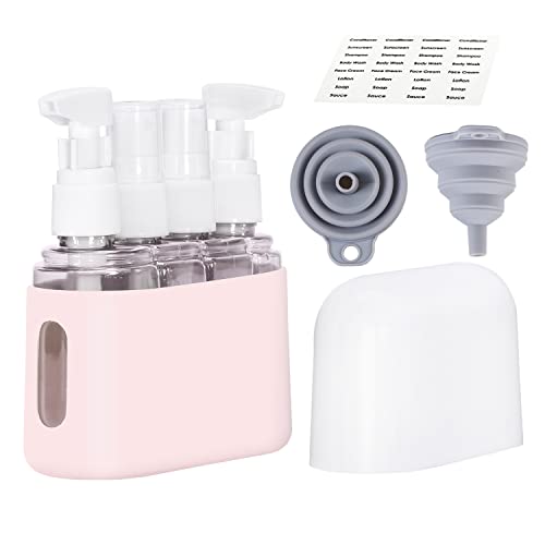 Bpluma Travel Bottles, Leak Proof Containers For Toiletries TSA Approved Airplane Accessories Kits For Liquid With Labels - color: Pack of 4 - Pink