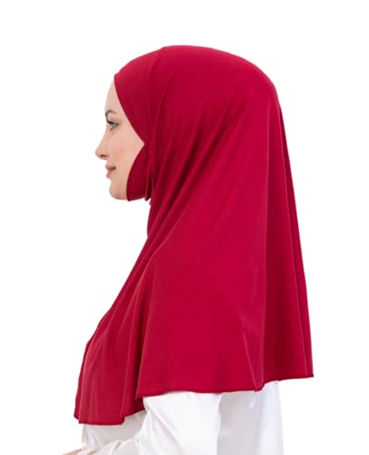 Prien Easy To Wear Hijab For Women, Muslim Instant Turban With Niqab, Islamic Clothes, Soft Scarf For Prayer, Abaya, Khimar - color: Burgundy